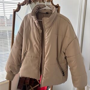Women's Beige Puffer Jacket